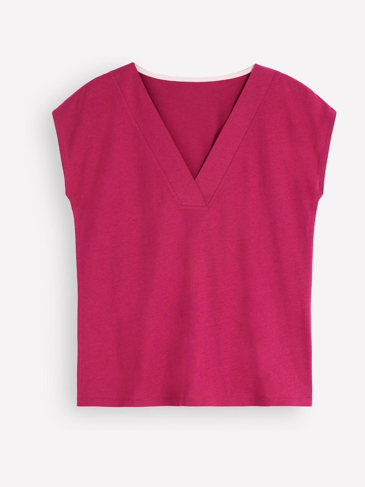 Boden Red Imi Supersoft V-neck T-Shirt - Image 5 of 5 Boden Red Imi Supersoft V-neck T-Shirt - Image 5 of 5