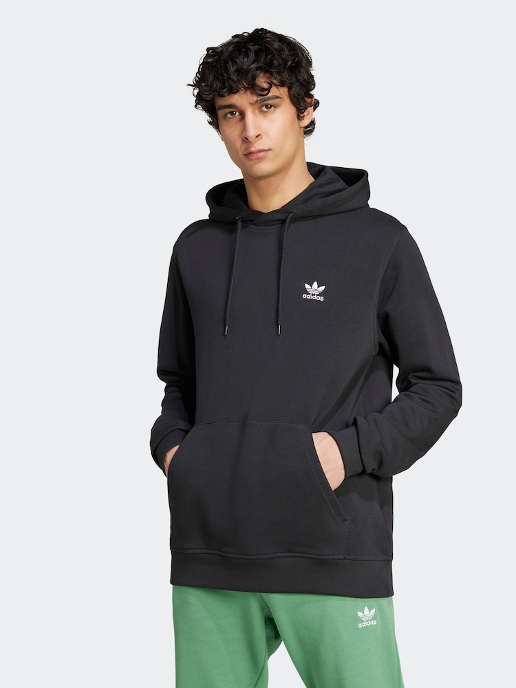adidas originals Black 100% Cotton Trefoil Essentials Hoodie - Image 1 of 6