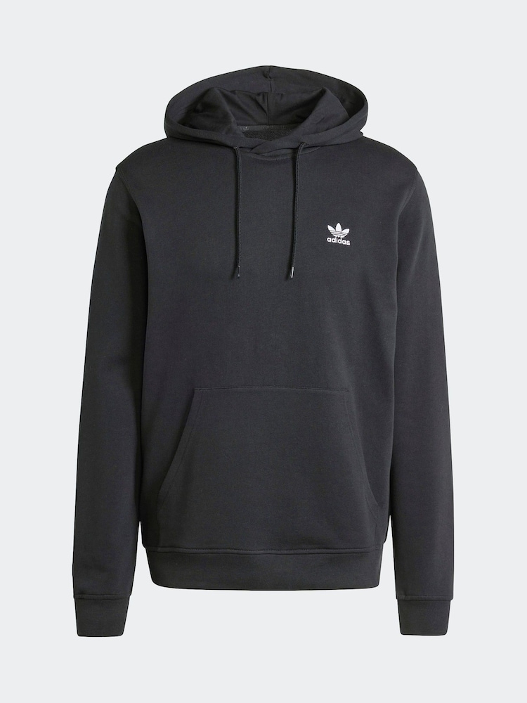 adidas originals Black 100% Cotton Trefoil Essentials Hoodie - Image 6 of 6