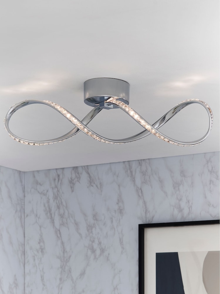 Silver Arya Twist Flush Ceiling Light - Image 1 of 6