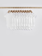White Essential 10 Pack Baby Short Sleeve Bodysuits - Image 1 of 6
