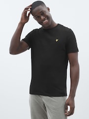 Черный - Хлопковая футболка с вырезом под горло Lyle & Scott - Image 1 of 5
