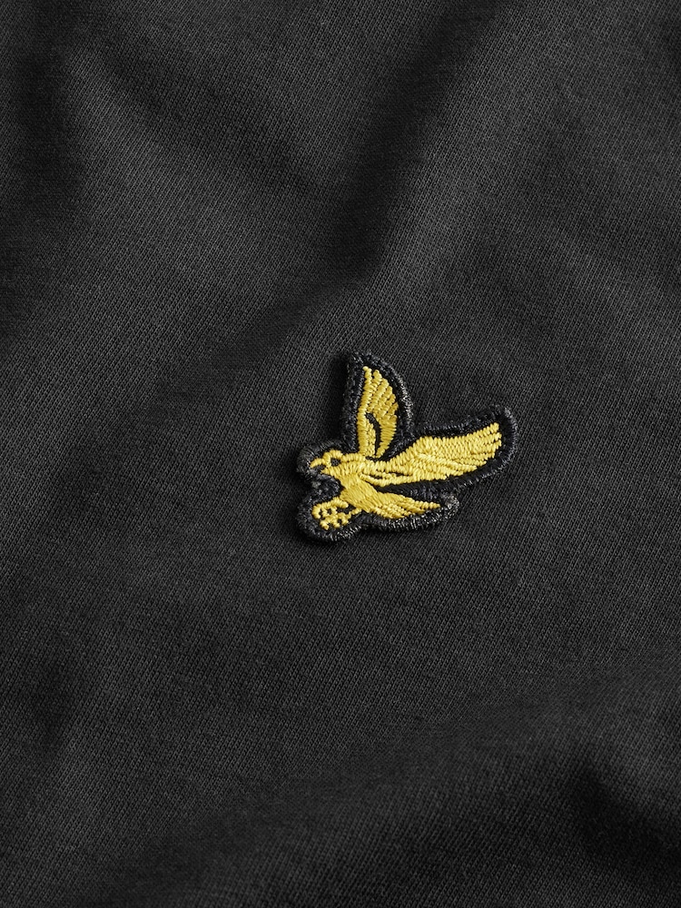 Черный - Хлопковая футболка с вырезом под горло Lyle & Scott - Image 5 of 5