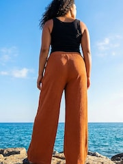 Roman Brown Curve Textured Stretch Trousers - Image 3 of 4