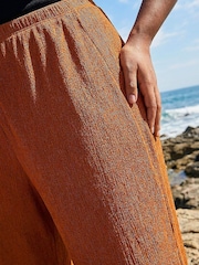 Roman Brown Curve Textured Stretch Trousers - Image 4 of 4