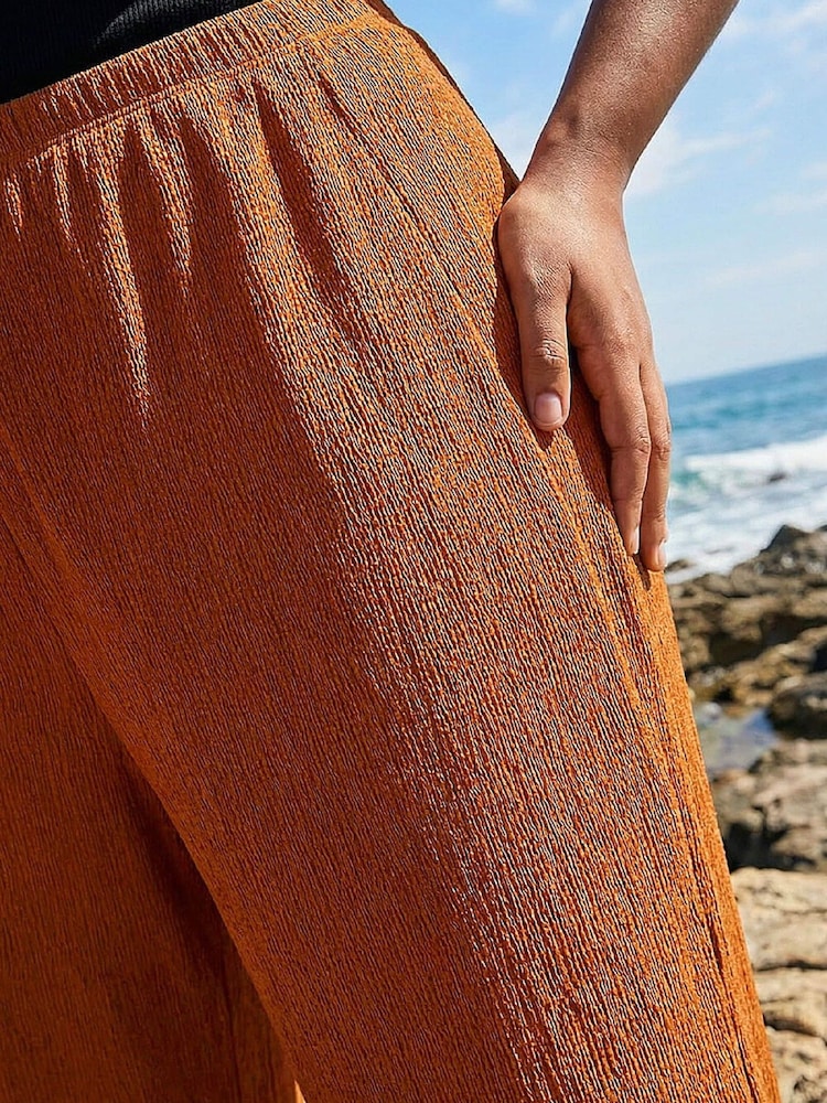 Roman Brown Curve Textured Stretch Trousers - Image 4 of 4