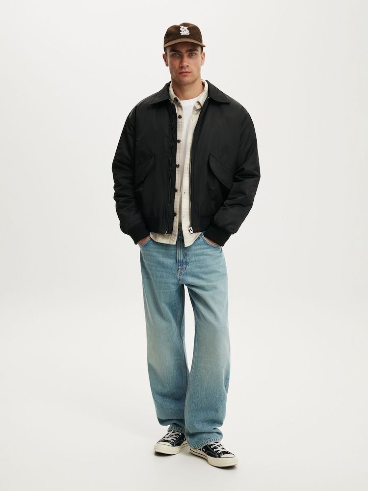 Cotton On Black Bronx Bomber Jacket - Image 3 of 3 Cotton On Black Bronx Bomber Jacket - Image 3 of 3