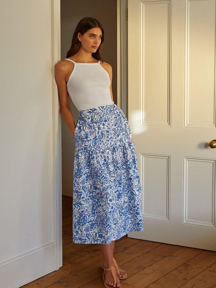 Albaray Blue Painted Meadow Organic Cotton Cotton Skirt - Image 1 of 1