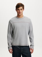 Cotton On Grey Cropped Fit Textured Long Sleeve T-Shirt - Image 1 of 4