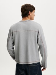 Cotton On Grey Cropped Fit Textured Long Sleeve T-Shirt - Image 2 of 4