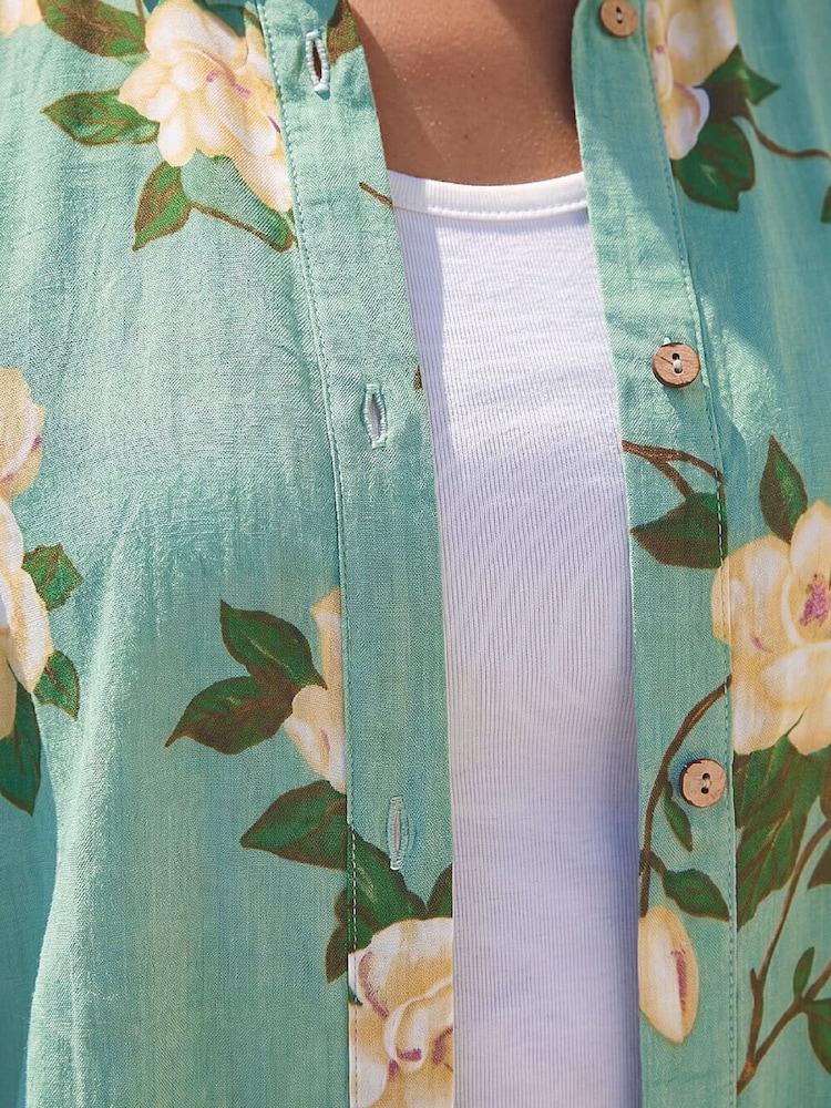 Chemise Roman en coton mélangé fleurie - Image 5 de 5