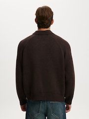 Cotton On Brown Zip Through Knitted Bomber Jumper - Image 2 of 4