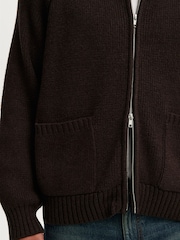 Cotton On Brown Zip Through Knitted Bomber Jumper - Image 3 of 4