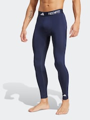adidas Blue TECHFIT Compression Training Long Tights - Image 1 of 6