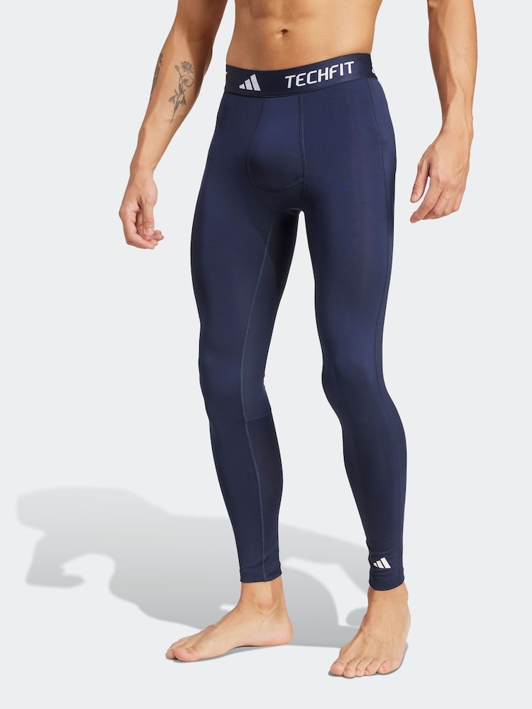 adidas Blue TECHFIT Compression Training Long Tights - Image 1 of 6
