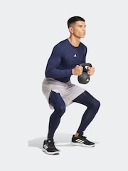 adidas Blue TECHFIT Compression Training Long Tights - Image 3 of 6