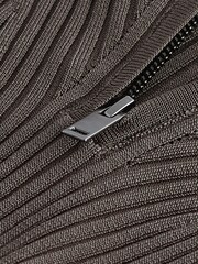 Grey Off The Shoulder Zip Knitted Ribbed Top - Image 5 of 5