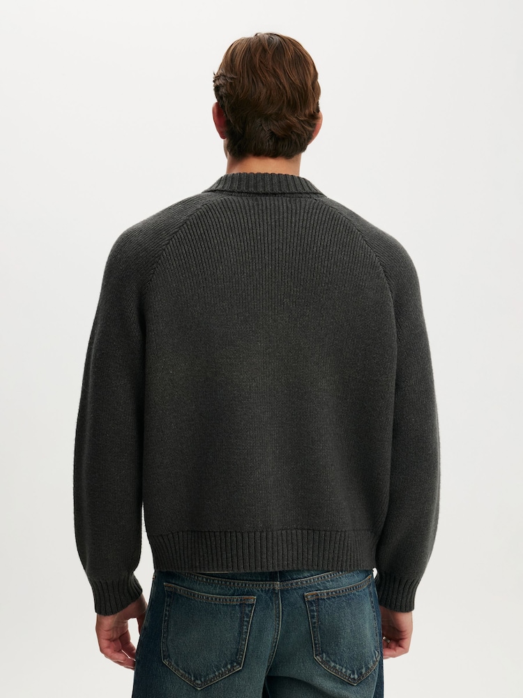Cotton On Black Zip Through Knitted Bomber Jumper - Image 2 of 4 Cotton On Black Zip Through Knitted Bomber Jumper - Image 2 of 4