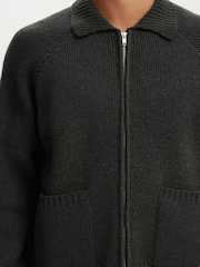 Cotton On Black Zip Through Knitted Bomber Jumper - Image 3 of 4