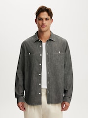 Cotton On Denim uzunqol işçi köynəyi - 4şəkildən 1 şəkil