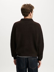 Qəhvəyi - Cotton On Box Fit Rugby Polo Knit Jumper - 4şəkildən 2 şəkil