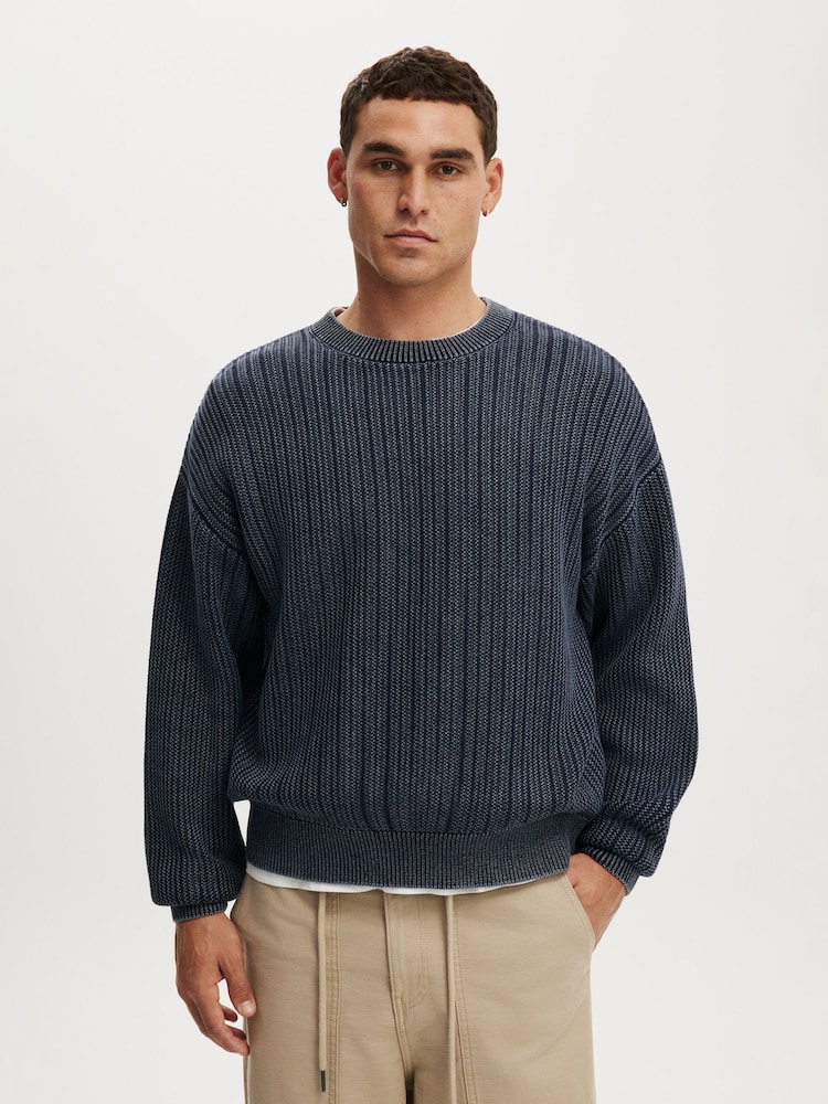 Cotton On Blue Box Fit Crew Knit Jumper - Image 1 of 5 Cotton On Blue Box Fit Crew Knit Jumper - Image 1 of 5