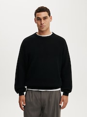 Cotton On Black Box Fit Crew Knit Jumper - Image 1 of 5