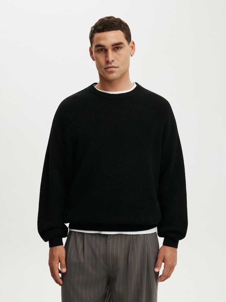 Cotton On Black Box Fit Crew Knit Jumper - Image 1 of 5 Cotton On Black Box Fit Crew Knit Jumper - Image 1 of 5