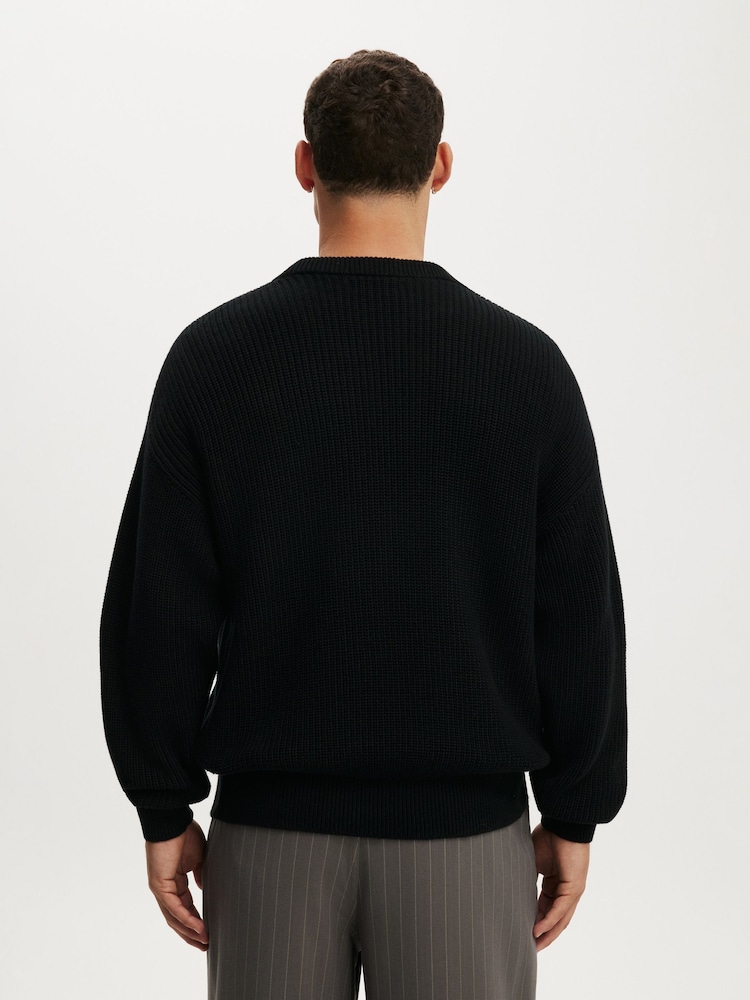 Cotton On Black Box Fit Crew Knit Jumper - Image 2 of 5 Cotton On Black Box Fit Crew Knit Jumper - Image 2 of 5
