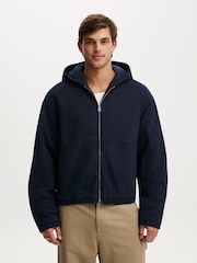 Cotton On Blue Cropped Hooded Bomber Jacket - Image 1 of 4