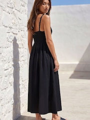 Roman Black Ground Crochet Strappy Midi Dress - Image 3 of 4