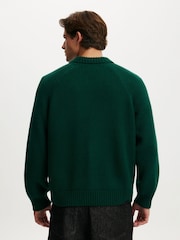 Cotton On Green Zip Through Knitted Bomber Jumper - Image 2 of 4