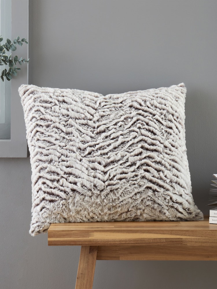 Catherine Lansfield Grey Wolf Faux Fur Cushion - Image 1 of 5