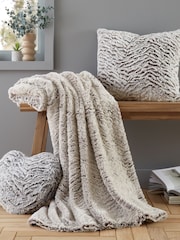 Catherine Lansfield Grey Wolf Faux Fur Cushion - Image 4 of 5