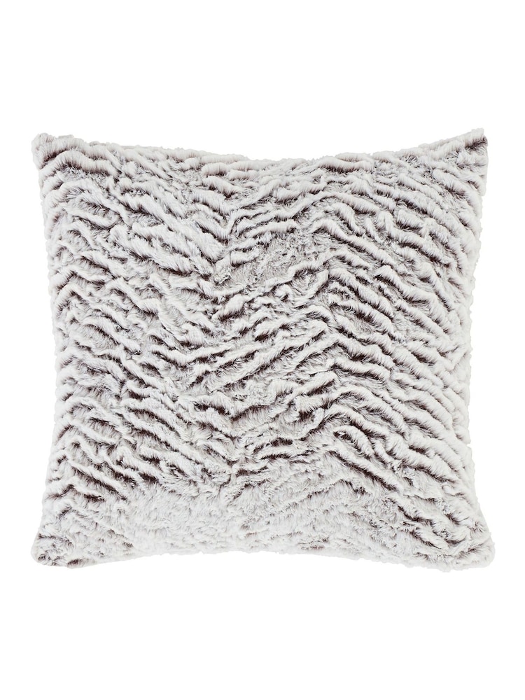 Catherine Lansfield Grey Wolf Faux Fur Cushion - Image 5 of 5