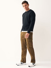 Tan Brown Straight Fit Cotton Stretch Cargo Trousers - Image 3 of 9