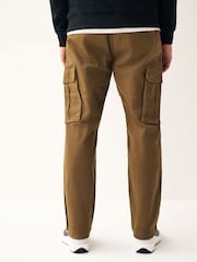 Tan Brown Straight Fit Cotton Stretch Cargo Trousers - Image 4 of 9