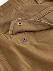 Tan Brown Straight Fit Cotton Stretch Cargo Trousers - Image 8 of 9