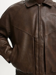 Cotton On Süni Dəri Harrington Gödəkçə - 4şəkildən 3 şəkil