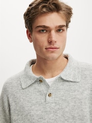 Açıq Boz - Cotton On Box Fit Rugby Polo Knit Jumper - 4şəkildən 3 şəkil
