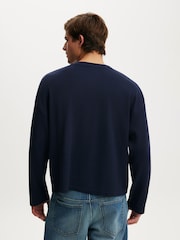 أزرق - Cotton On Relaxed Fit Textured Henley Long Sleeve T-Shirt - صورة 2 من 4