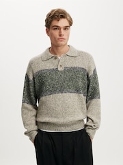 Boz - Cotton On Box Fit Rugby Polo Knit Jumper - 4şəkildən 1 şəkil