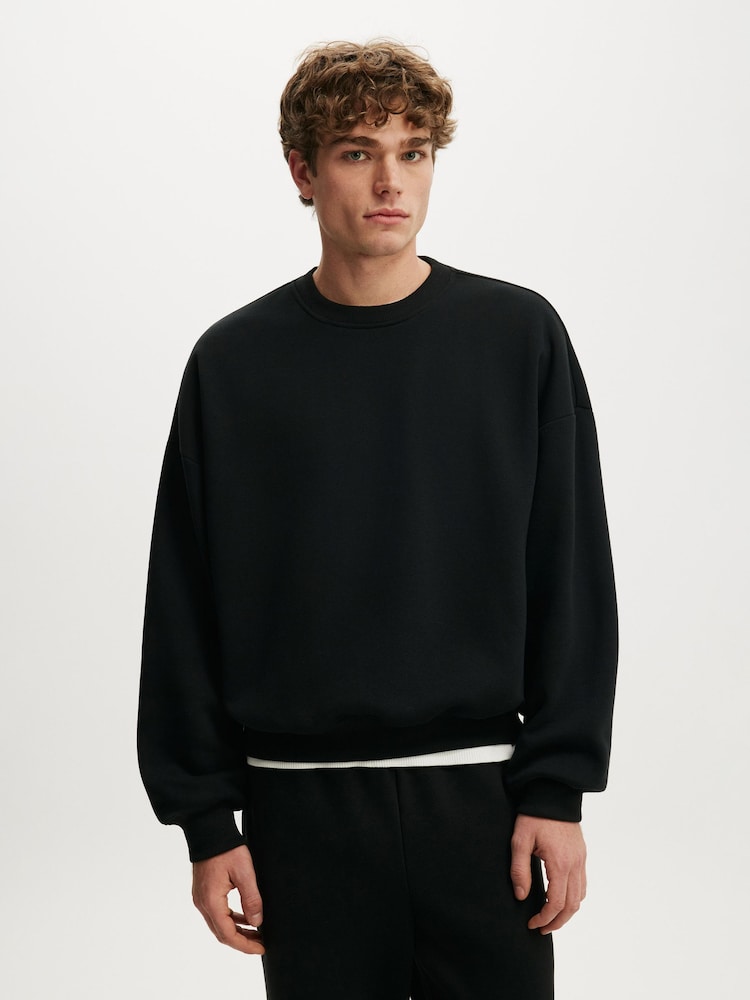 Cotton On Black Relaxed Crew Pullover Sweat Top - Image 1 of 5 Cotton On Black Relaxed Crew Pullover Sweat Top - Image 1 of 5