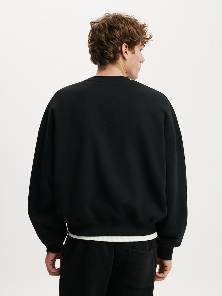 Cotton On Black Relaxed Crew Pullover Sweat Top - Image 2 of 5 Cotton On Black Relaxed Crew Pullover Sweat Top - Image 2 of 5