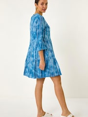Roman Blue Tie Dye Shimmer Smock Dress - Image 3 of 5