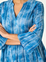 Roman Blue Tie Dye Shimmer Smock Dress - Image 5 of 5