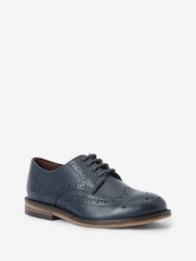 Navy Standard Fit (F) Leather Brogues - Image 2 of 4
