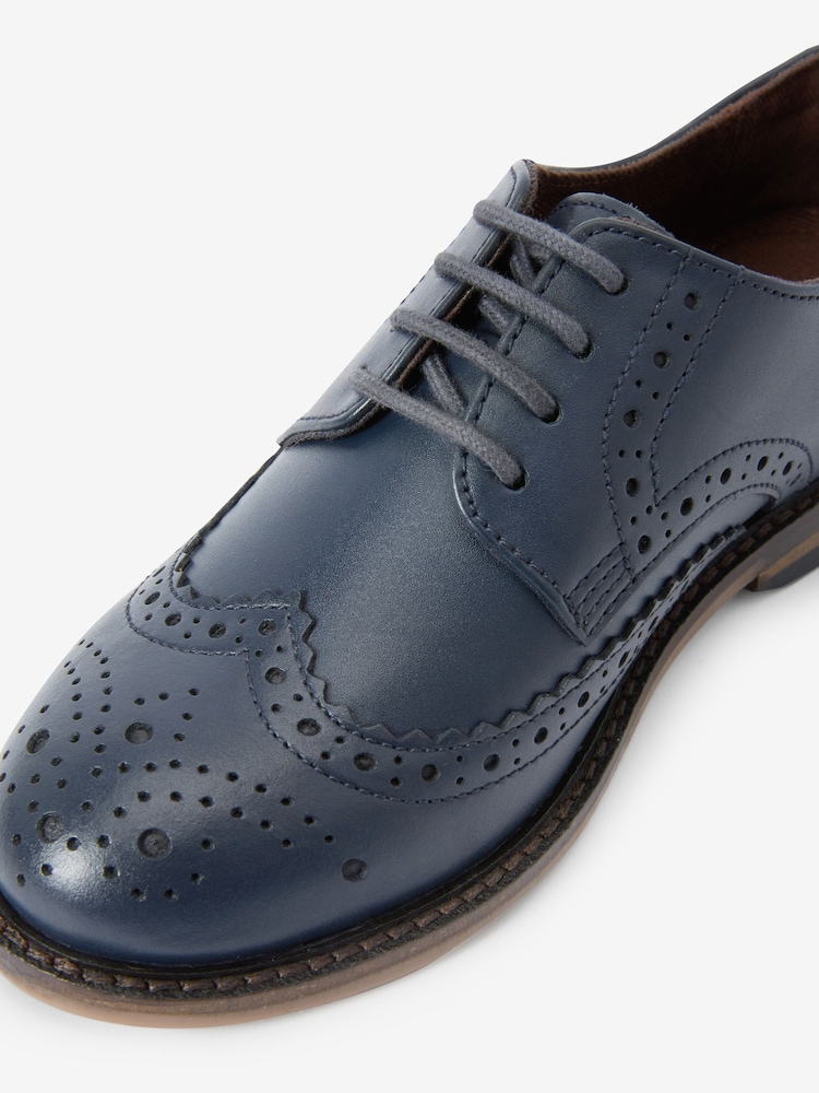 Navy Standard Fit (F) Leather Brogues - Image 4 of 4