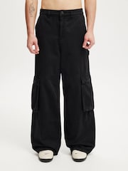Cotton On Black Super Baggy Cargo Trousers - Image 1 of 5