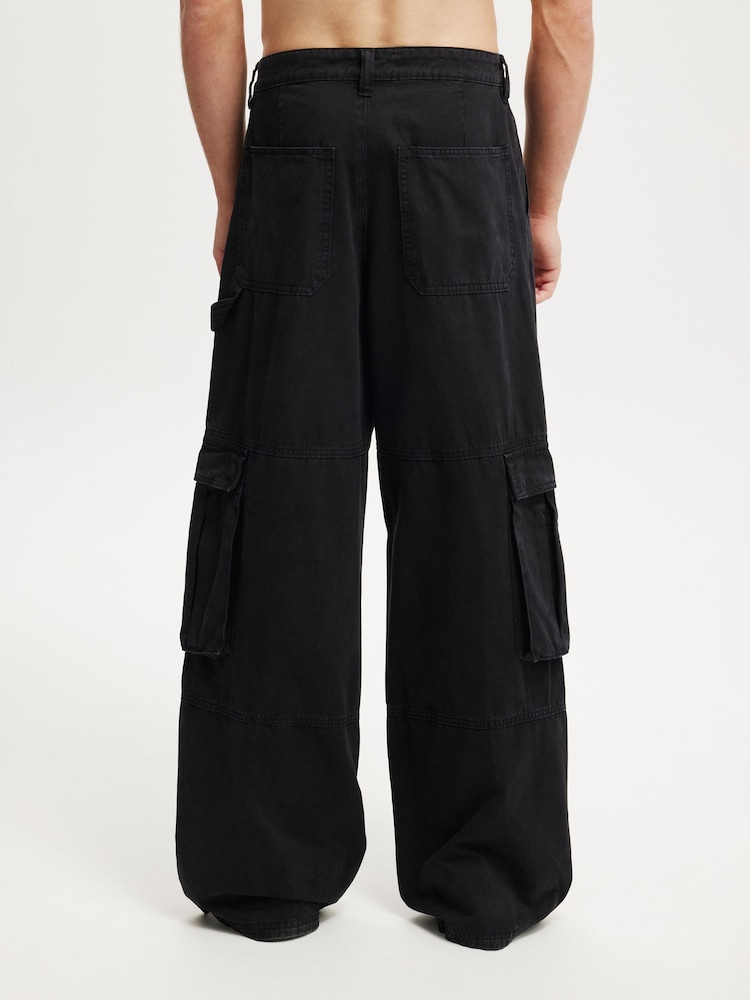 Cotton On Black Super Baggy Cargo Trousers - Image 2 of 5 Cotton On Black Super Baggy Cargo Trousers - Image 2 of 5